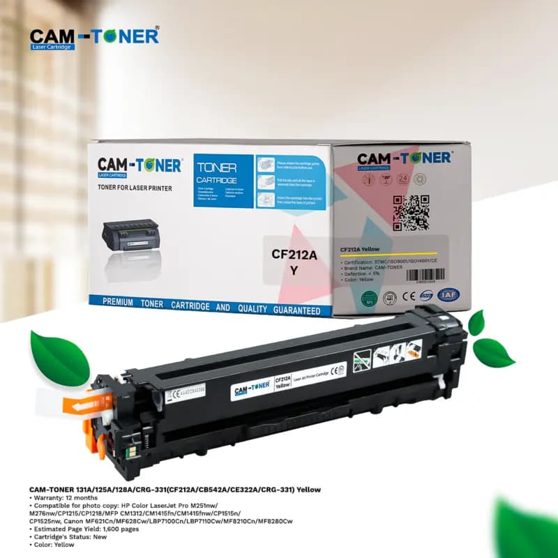 CAM-TONER 131A/ 125A/ 128A/ CRG-331 (CF212A/ CB542A/ CE322A/ CRG-331) Yellow